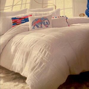 Set of 2 Twin White Cotton Duvet Cover Sets NEW